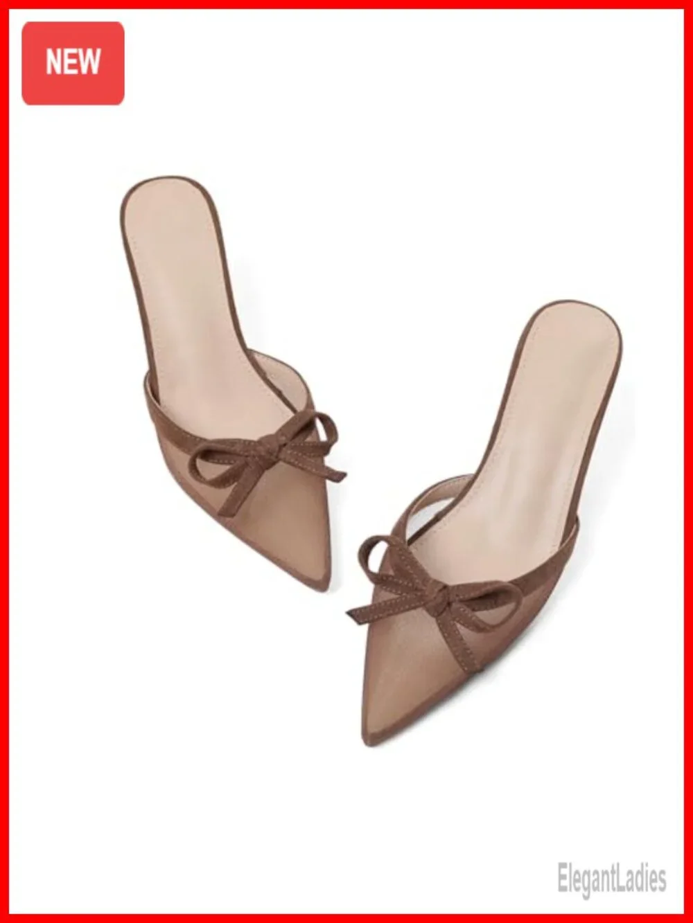 Kitten Heels Mesh Closed Toe Pumps Bow Mule Slip-On Women Office